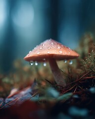 Raindrops on Wild Mushroom Cap