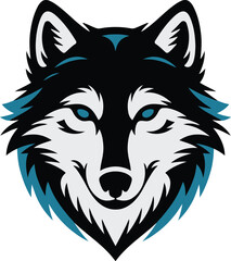 A bold and striking illustration of a wolf's head featuring intricate details and a modern color palette