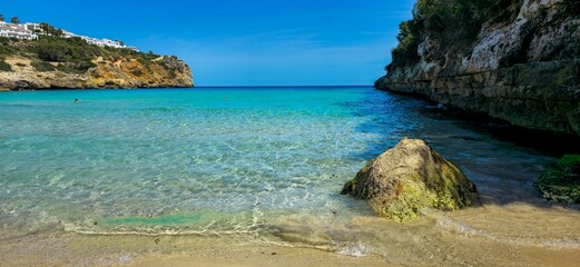 Strand Urlaub am Meer Sommer Mallorca Spanien Cala Mandia blauer himmel