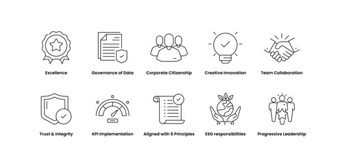 Corporate Values and Ethics. Visuals for Team Integrity, Workplace Collaboration, Responsible Governance, and Organizational Principles
