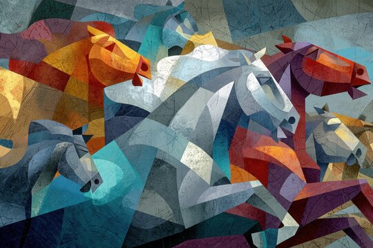 Abstrakcyjne konie w ruchu