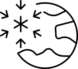 Global Cooling Minimalistic Thin Line Icon for Web and Graphic Design, Apps, Banners, Social Network and Cards