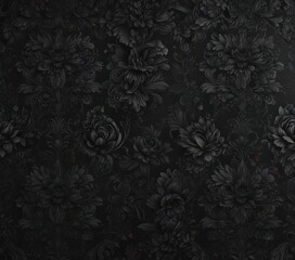 Deep black floral wallpaper, luxurious textures & intricate patterns , pattern, details, sophisticated