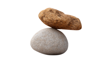 Natural rock balance against transparent background