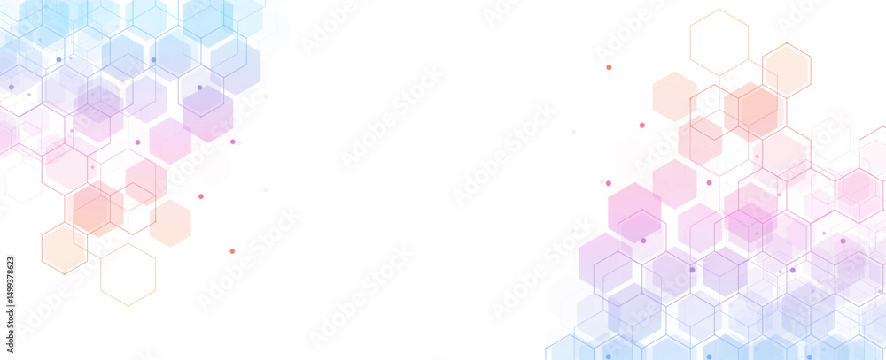 Poster digital technology background. abstract hexagons background with lines and dots. design for science,