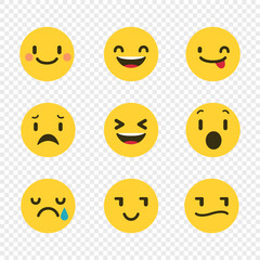 Feedback emoji icons vector. Collection of emoji reactions for social media