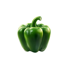 Fresh Green Bell pepper isolated on a transparent background, in a PNG format