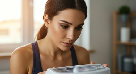 Woman Looking at Bathroom Scale