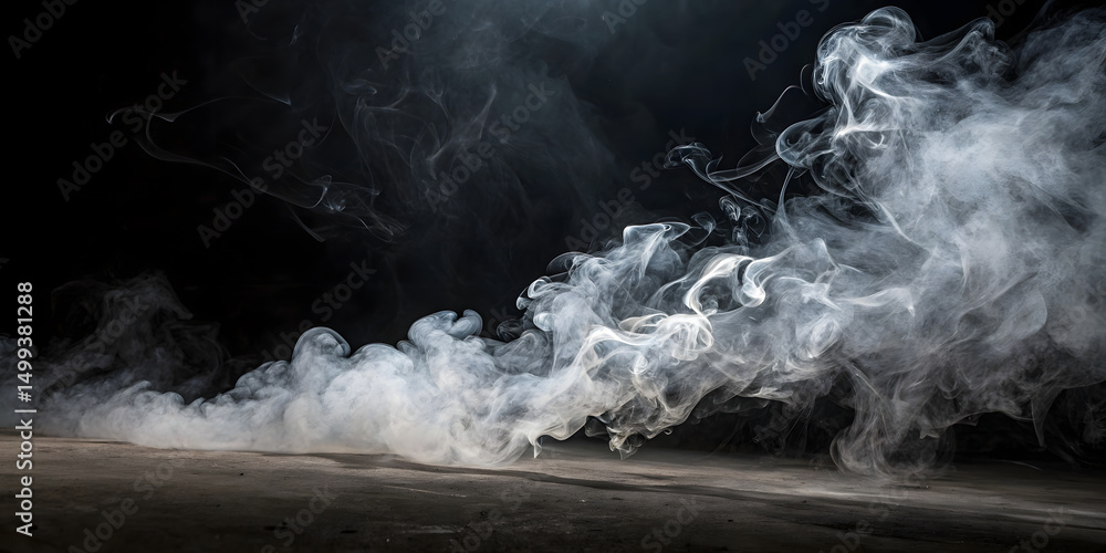 Fototapete Smoke with fire camp full transparent background  more fire ,Real smoke exploding outwards with empty center. Dramatic smoke or fog effect for spooky Halloween background.