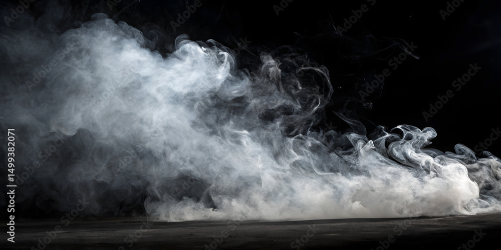 Fototapete Smoke with fire camp full transparent background  more fire ,Real smoke exploding outwards with empty center. Dramatic smoke or fog effect for spooky Halloween background.