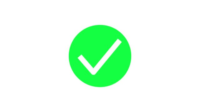 Minimal green right tik mark icon animation