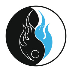 Minimalist Yin Yang Fish Symbol in Black and Blue – Vector Art