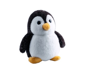 Naklejka premium Cute penguin plush toy for children's playtime and decor on a transparent background, cut out