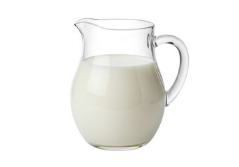 Glass milk pitcher full of milk isolated on transparent background