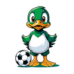 Obraz premium Cartoon Duck Playing Football