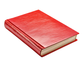 Elegant red hardcover book for library or office decor use on a transparent background, cut out