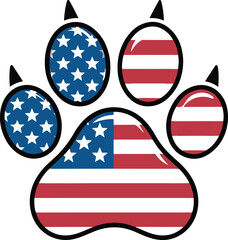 usa flag paw vector design