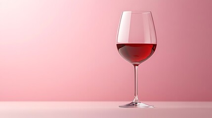 Red wine glass, pink background, beverage