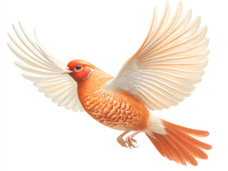 Obraz premium A vibrant orange bird in flight, showcasing its beautiful wings against a clean background.