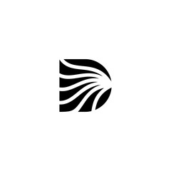 Black Initial D SUNBURST Logo. Abstract Monogram Logomark for Growing Business, Branding, Identity, Marketing.