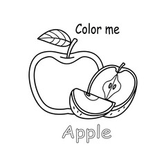 vector illustration of an apple icon coloring page for kids