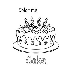 Birthday Cake Coloring Page: Sweet and Simple Outline for Kids