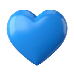 A glossy blue heart shape centered on a black background with smooth curves and a reflective surface