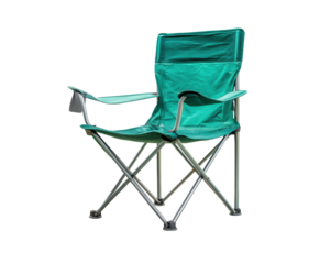 Comfortable folding chair for outdoor relaxation and camping use on a transparent background, cut out
