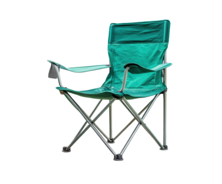 Comfortable folding chair for outdoor relaxation and camping use on a transparent background, cut out