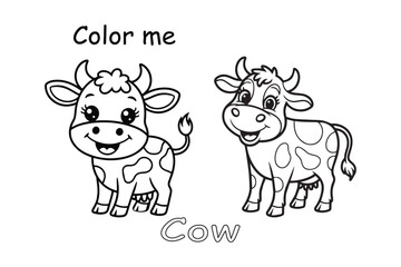 Cow and Bull Coloring Page: Fun Farm Animal Outline for Kids