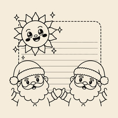 Whimsical Santa Claus and Sun: Cute Cartoon Journal Design
