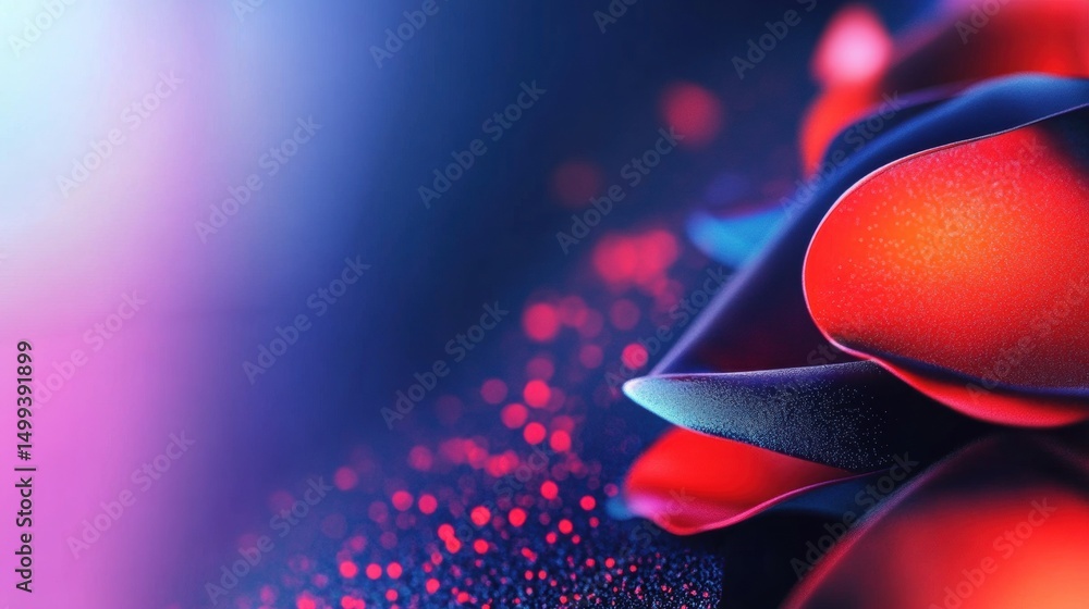 Poster abstract design featuring swirling shapes with vibrant colors and sparkling details against a dark b