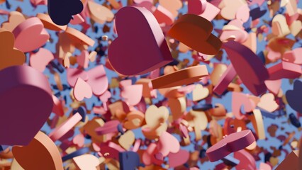 Pinkish colorful and sweet love explosion over a pale blue background