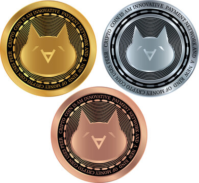 monacoin vector illustrations. 3d drawing.