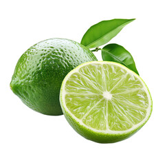 green lime isolated on transparent background