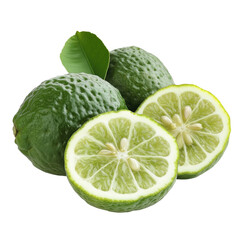 green lime isolated on transparent background