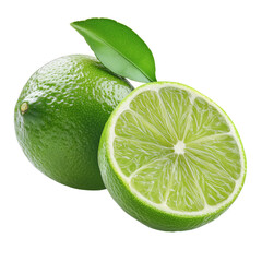 green lime isolated on transparent background
