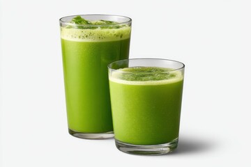 Refreshing green juice in two glasses