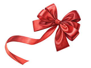 Fototapeta premium Elegant red satin ribbon bow with tail