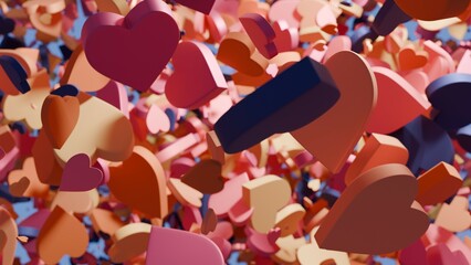 light and soft colorful love hearts explosion with a dark heart 