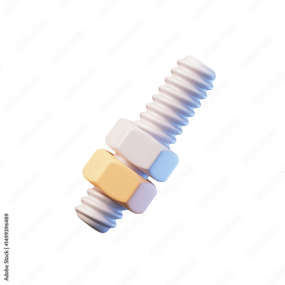 Poster abstract 3d render of bolt and nuts