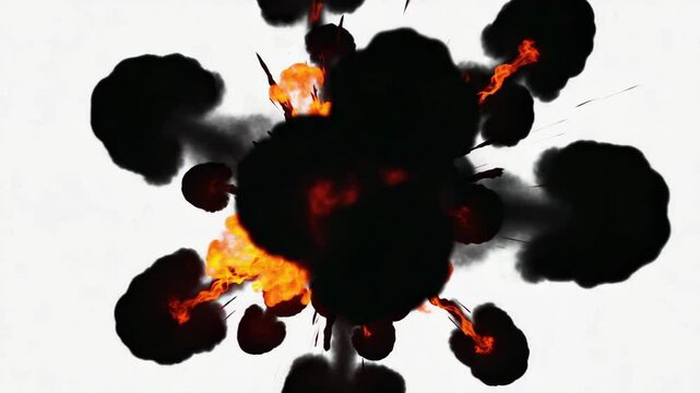 Slow Motion Explosion of Fire and Smoke in 4K