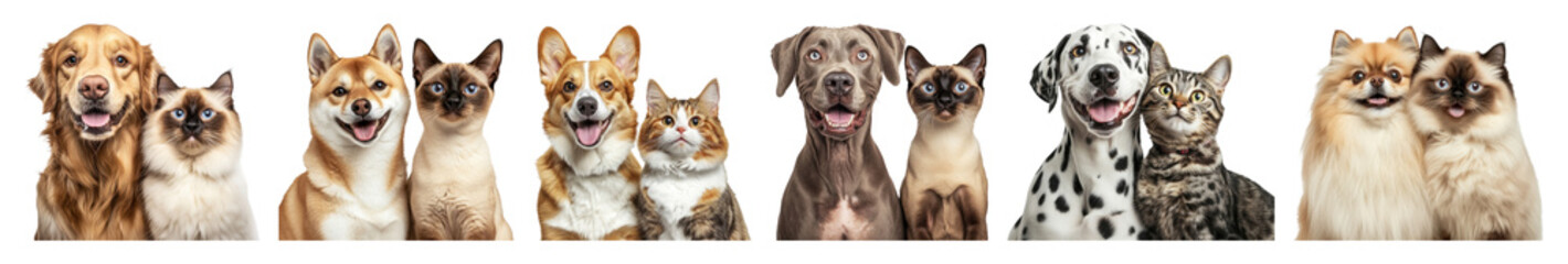 PNG Diverse group of adorable pets, element set on transparent background
