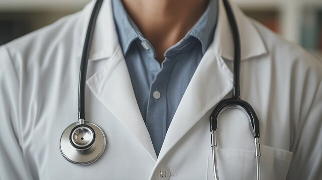 Doctor's white coat with stethoscope