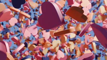 Pinkish colorful love explosion with a light blue background