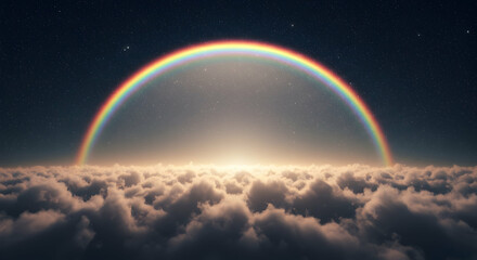 Rainbow, Clouds, Sky, Celestial Rainbow Over Cloudscape