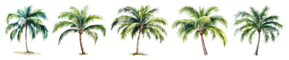PNG Tropical palm trees illustration, element set on transparent background