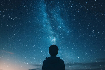 Obraz premium Generative AI image of man woman kid stargazing from tent under night sky during family camping vacation in nature hiking adventure experience