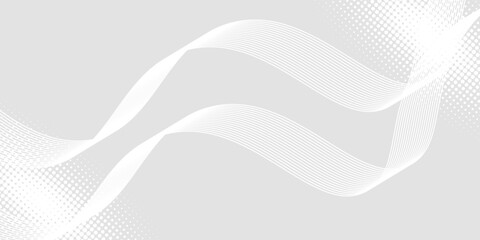 Futuristic gray white abstract background. shining wave lines pattern for banner, wallpaper, cover. Vector illustration