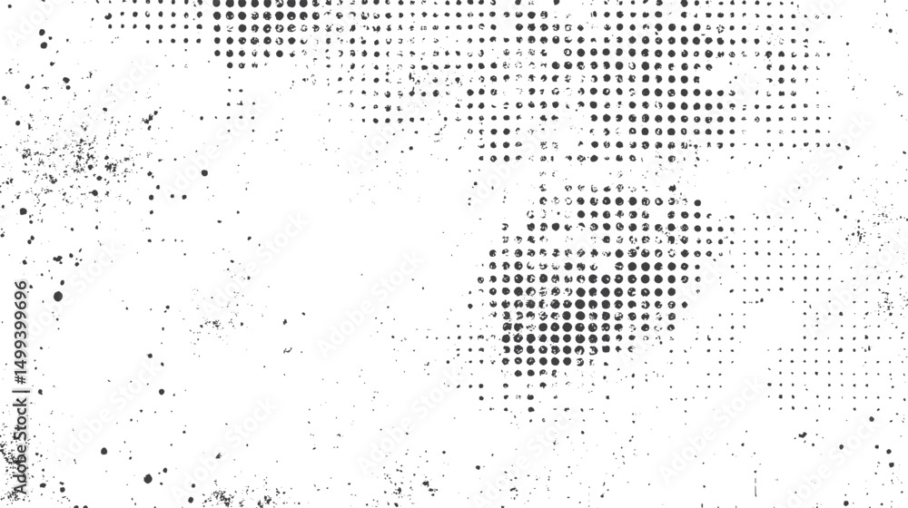 Poster abstract grunge halftone background with dotted style. vector black spots with distressed grain over